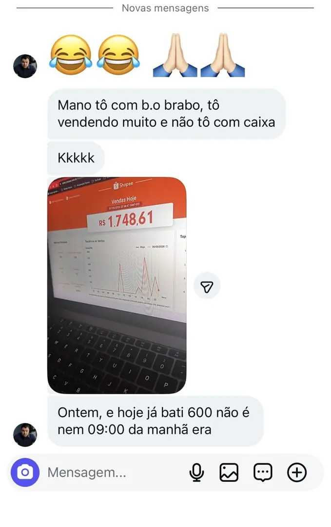 Mentorado faturando R$ 1.748 em um único dia