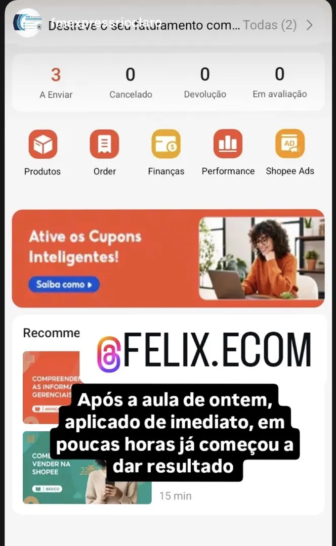 Aluno aplicou aulas e já teve resultado em horas